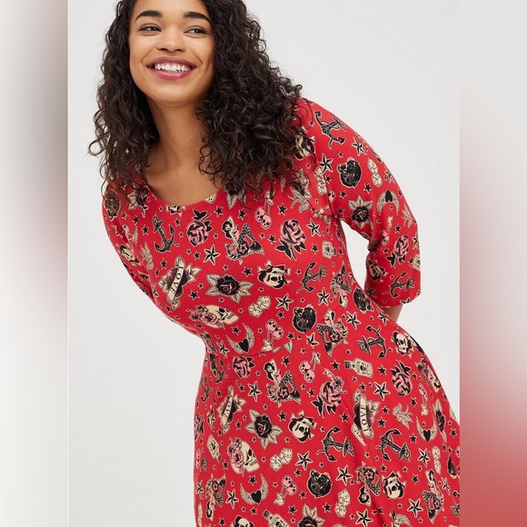 Torrid - Mini Studio Luxe Ponte Babydoll Dress - Picture 2 of 10